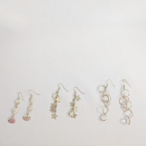💢3 for $25💢 3 Pr Gold Tone Long Dangle Earrings